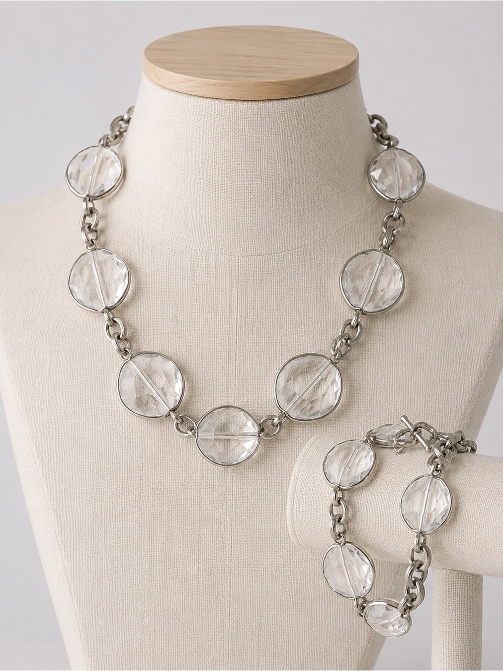 Vintage Kenneth © Lane Crystal Necklace & Bracelet Set Signed 1960s–1970s‎